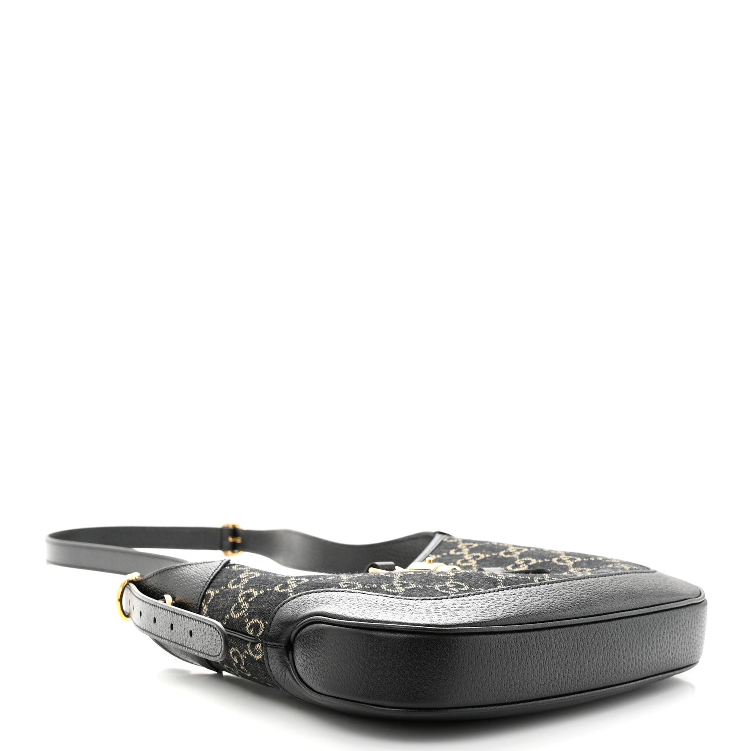 Gucci Jacquard Denim GG Monogram Small Jackie 1961 Hobo Black Ivory 4 of 10