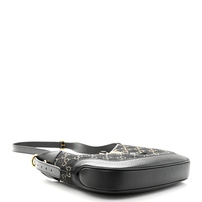 Gucci Jacquard Denim GG Monogram Small Jackie 1961 Hobo Black Ivory 4 of 10