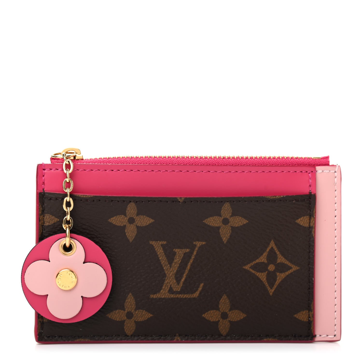 Louis Vuitton Monogram Blooming Flowers Zipped Card Holder Hot Pink Rose Ballerine 1 of 7