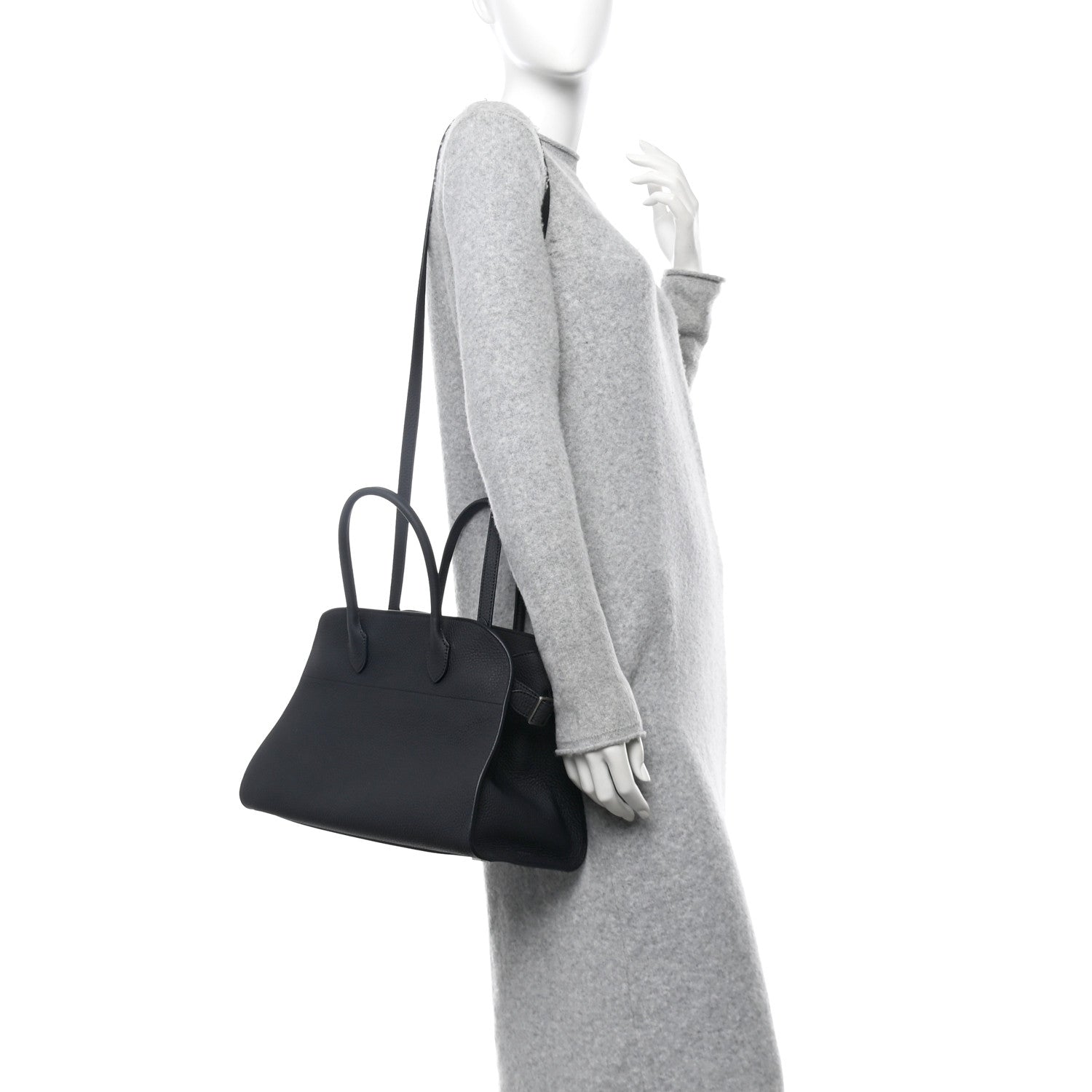 The Row Matte Grained Calfskin Soft Margaux 12 Dark Navy 2 of 9