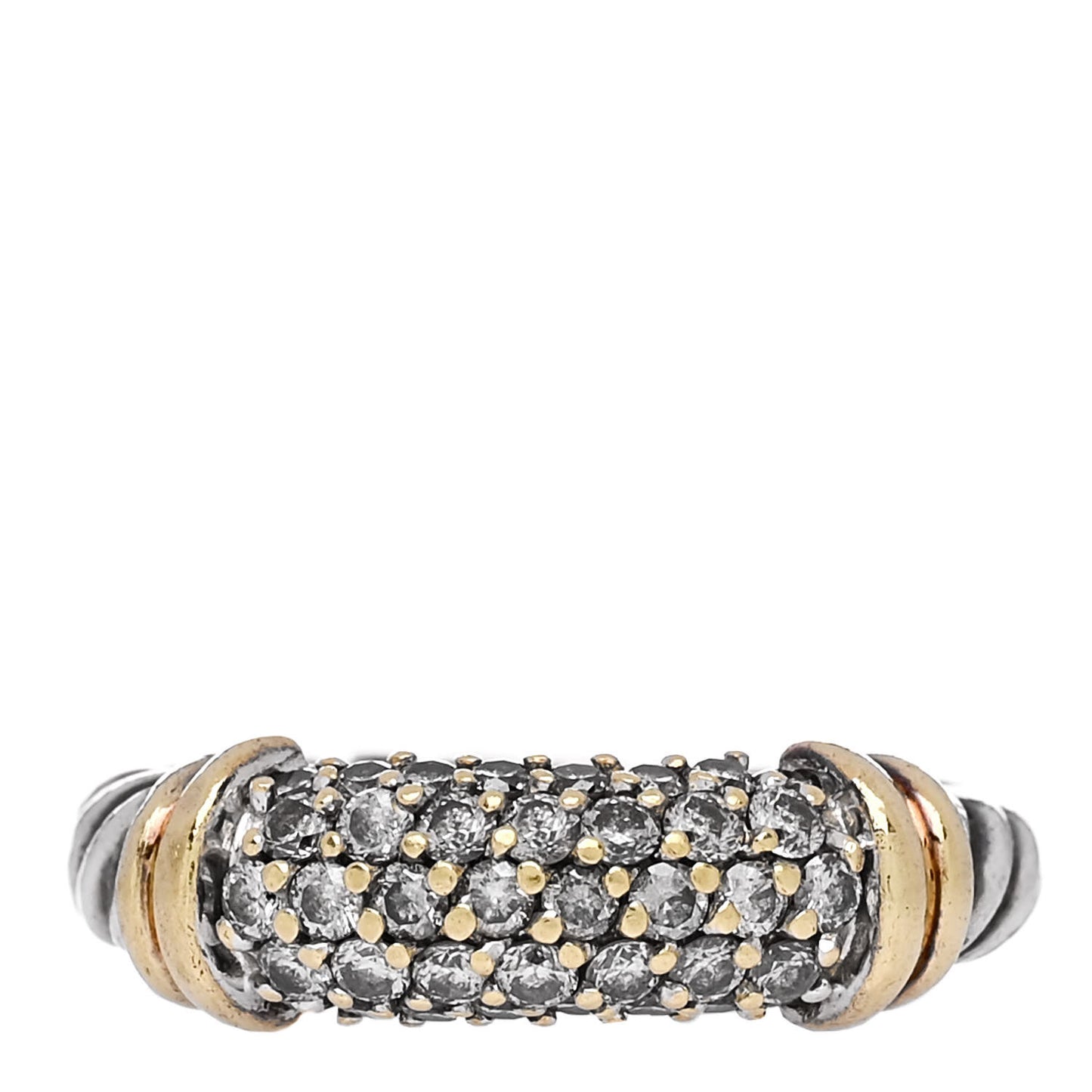 Sterling Silver 18K Yellow Gold Diamond 8mm Metro Cable Ring 45 3.5