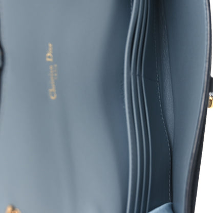 Christian Dior Grained Calfskin Saddle Chain Wallet Pouch Cloud Blue 6 of 13