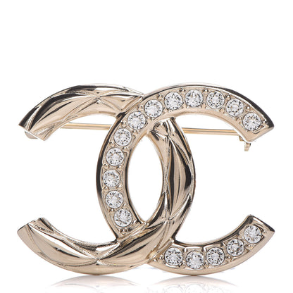 Chanel Crystal CC Brooch Light Gold 1 of 5