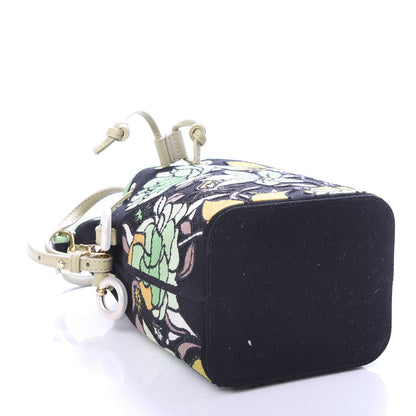 Fendi Canvas Vitello Century F is Fendi Psychedelic Flowers Embroidered Mini Mon Tresor Bucket Bag Verde Mandorlo Multicolor 3 of 8