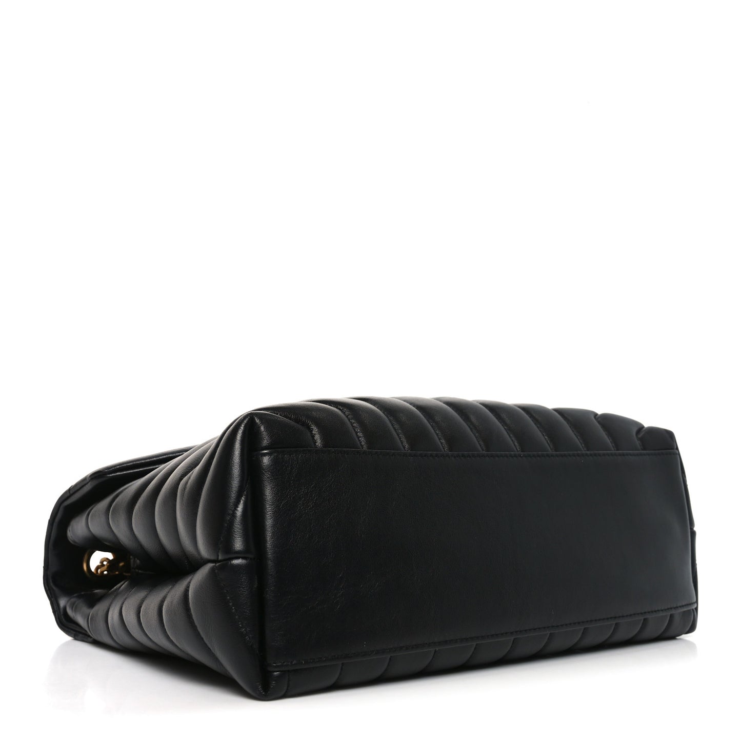 Calfskin Y Quilted Monogram Medium Loulou Chain Satchel Black