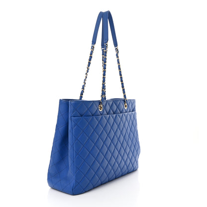 Chanel Calfskin Quilted Large Classic Shopping Tote Blue 3 of 11