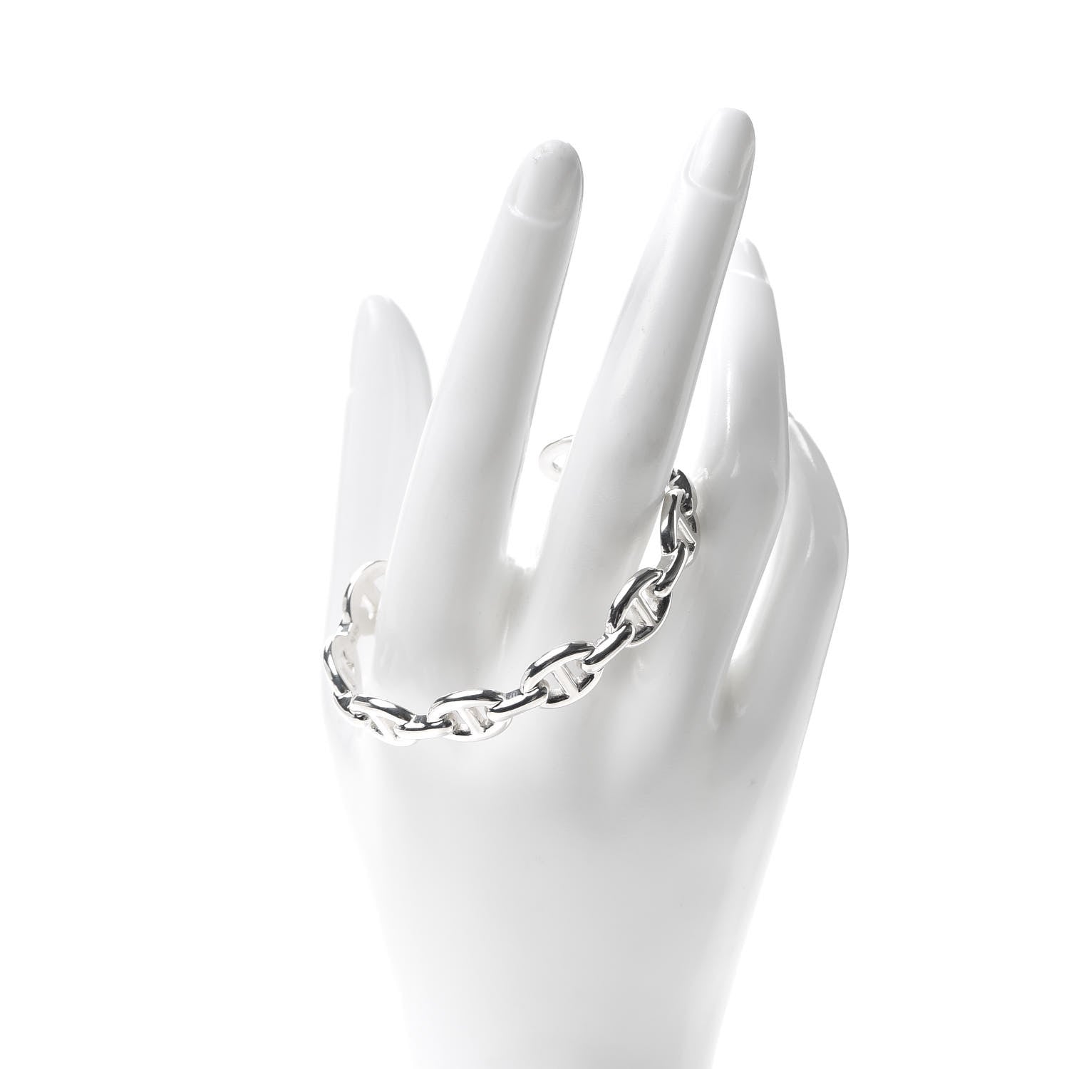 Hermes Sterling Silver MM Chaine d'Ancre Enchainee Cuff Bracelet SH 2 of 6