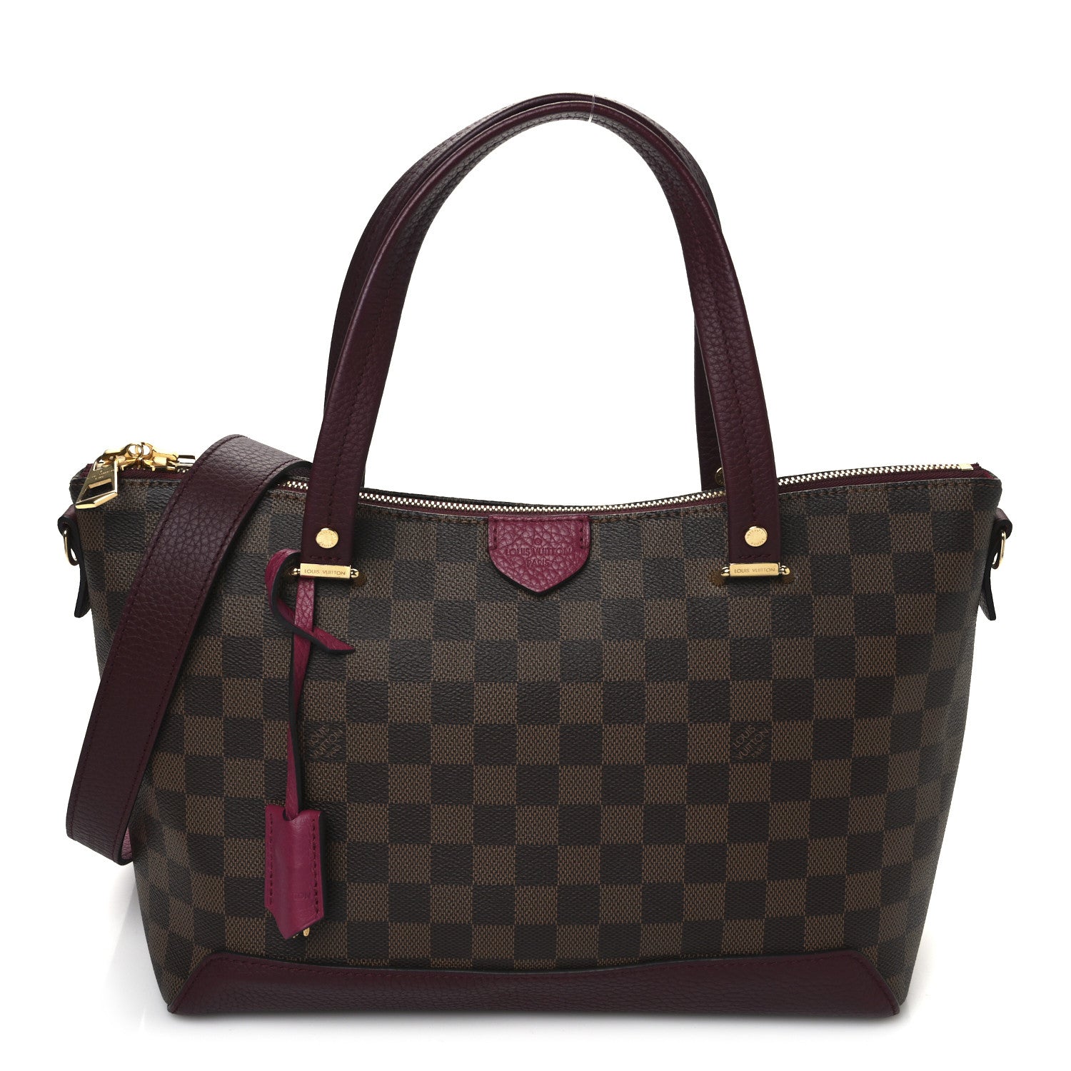 Louis Vuitton Damier Ebene Cuir Taurillon Hyde Park Fuchsia 1 of 8