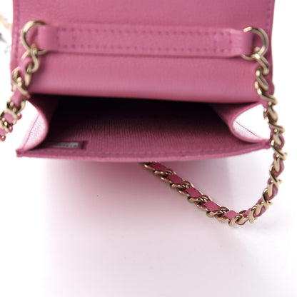 Chanel Caviar Quilted Crystal CC Airpods Pro and Phone Case With Chain Pink 5 of 12