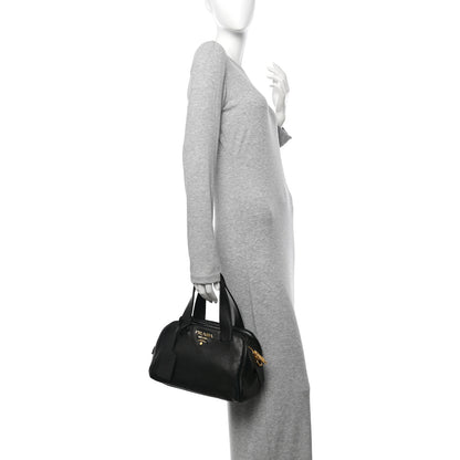 Prada Cervo Deerskin Tote Black 2 of 14