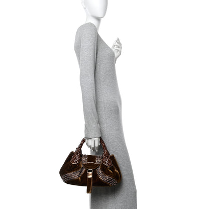 Fendi Velvet Crystal Beaded Small Spy Bronze Cognac 2 of 14