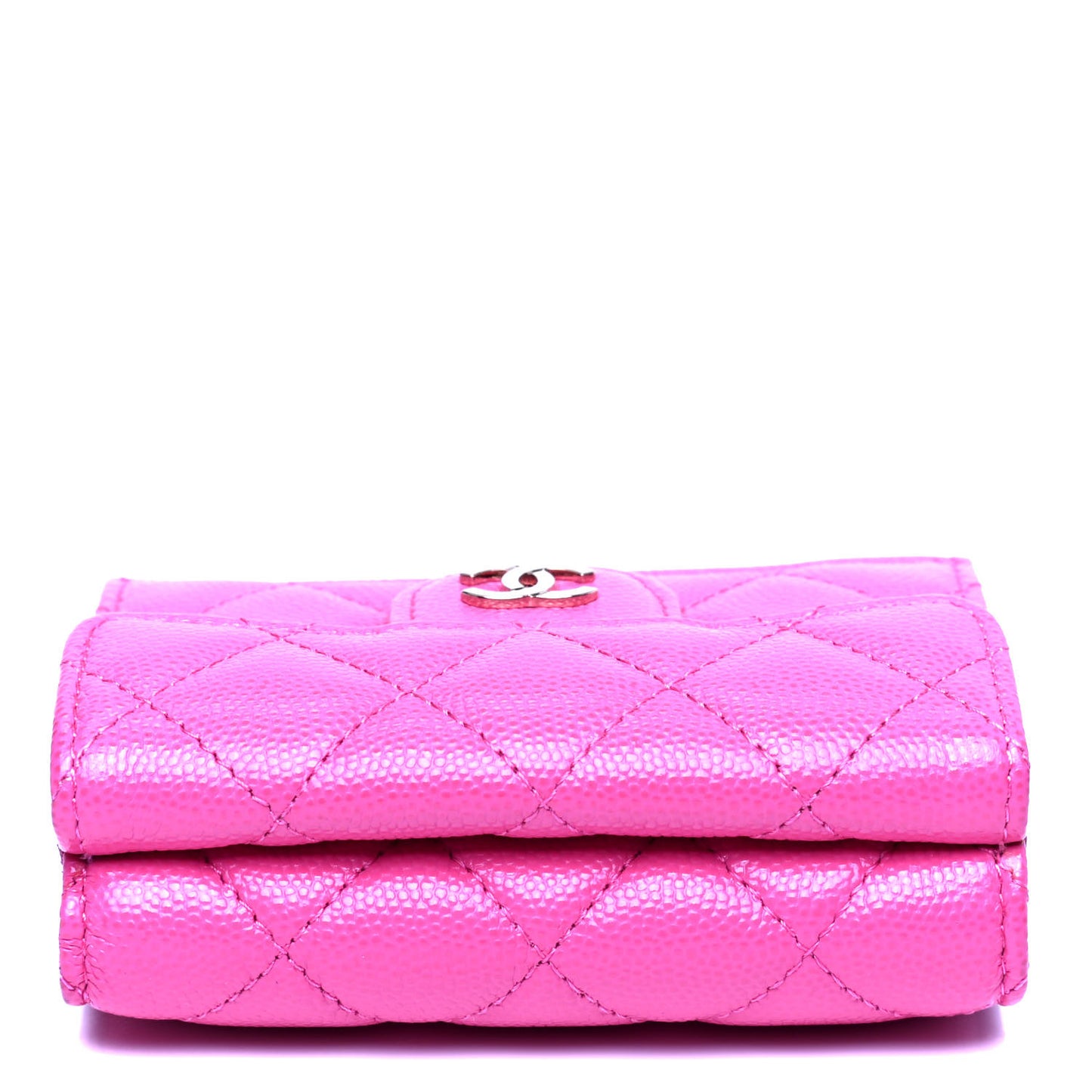 Caviar Quilted Small Double Flap Card Holder Pink