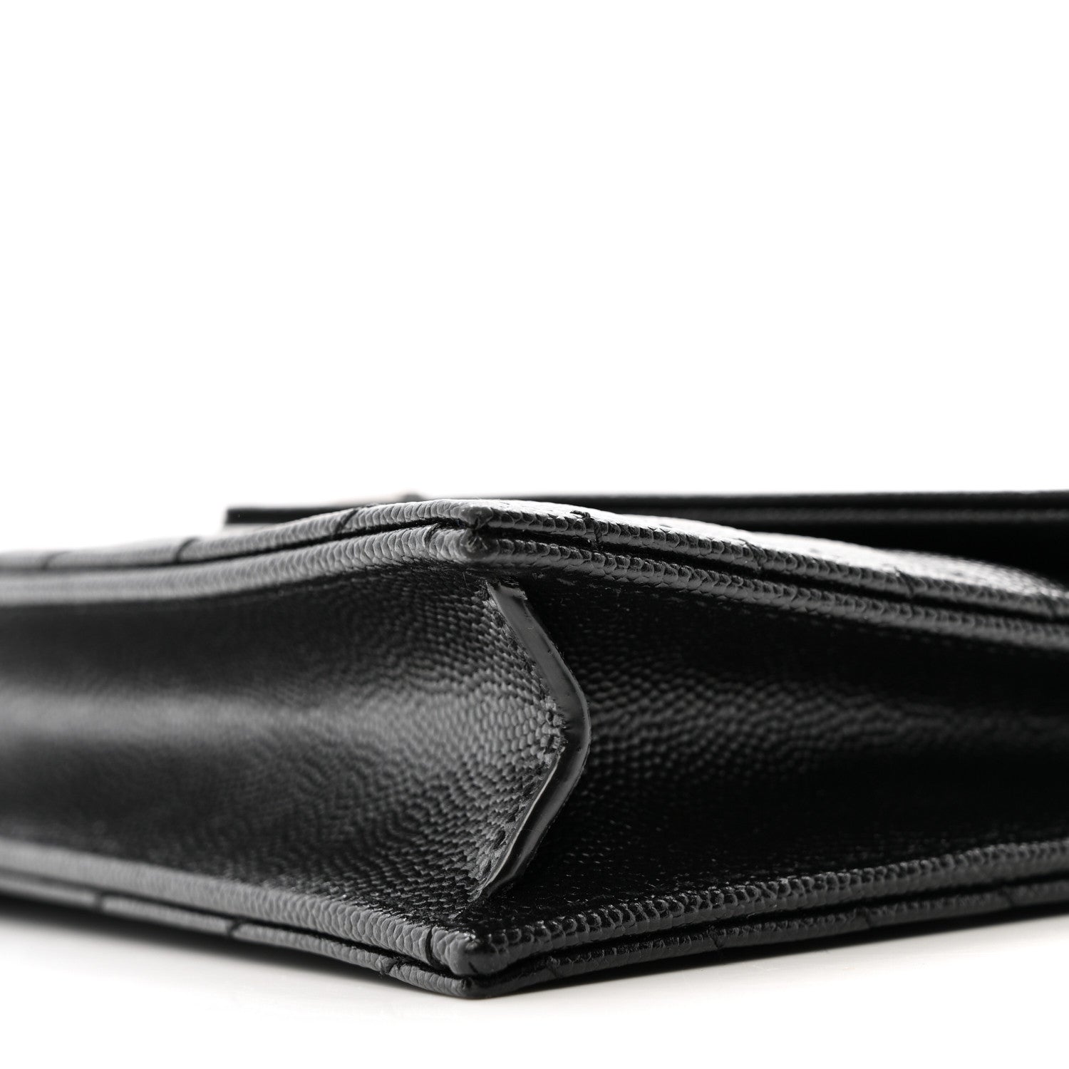 Saint Laurent Grain De Poudre Matelasse Chevron Monogram Envelope Chain Wallet Black 9 of 11