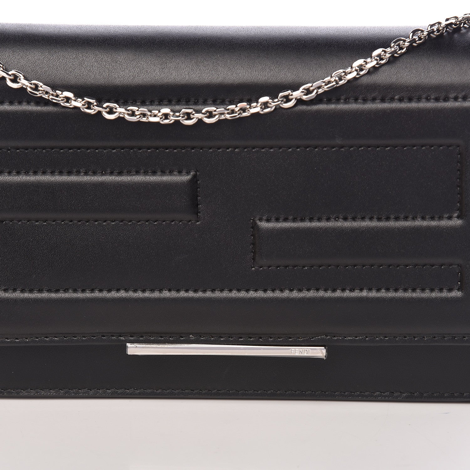 Fendi Vitello Flamingo Tube Wallet on Chain Black 8 of 11