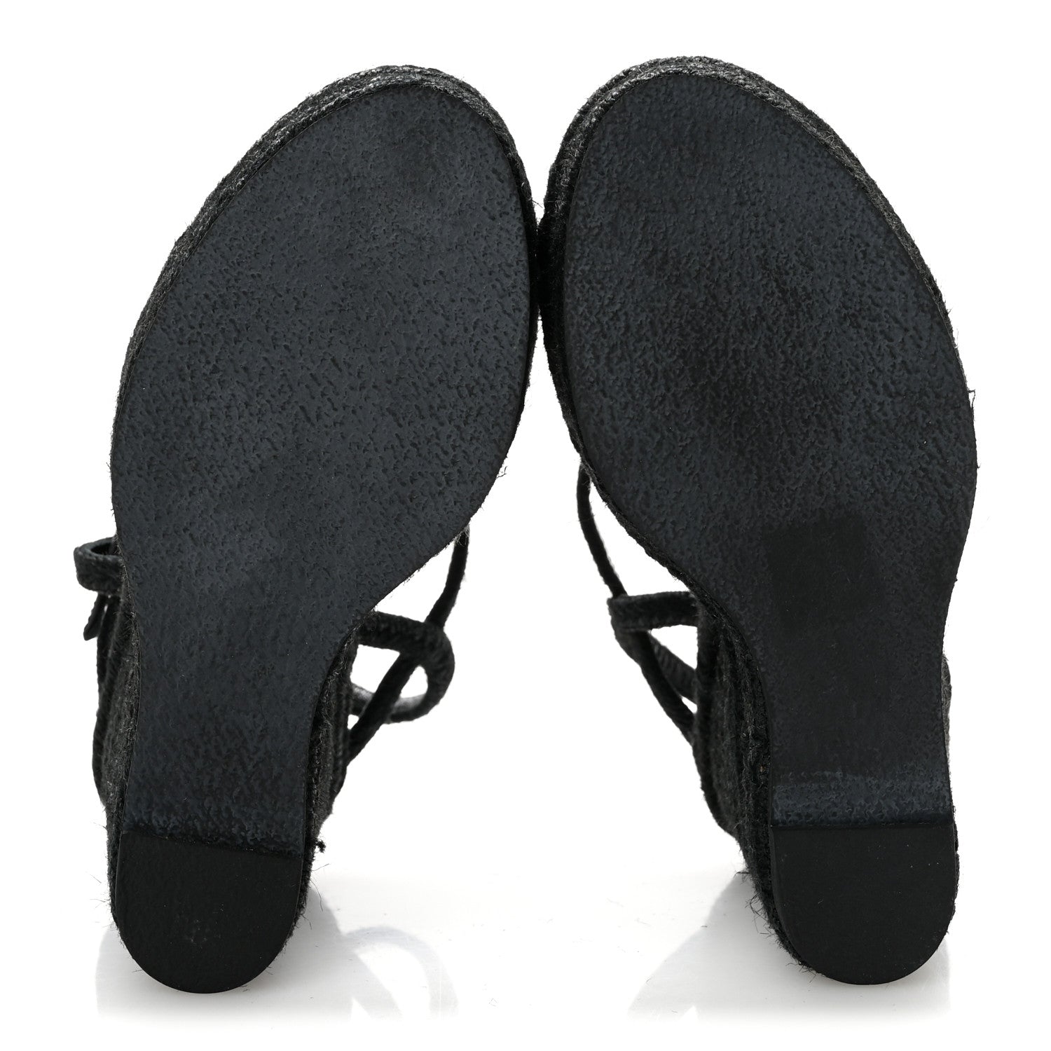 Saint Laurent Raffia Calfskin Platform Espadrille Wedge Sandals 35 Black 6 of 9