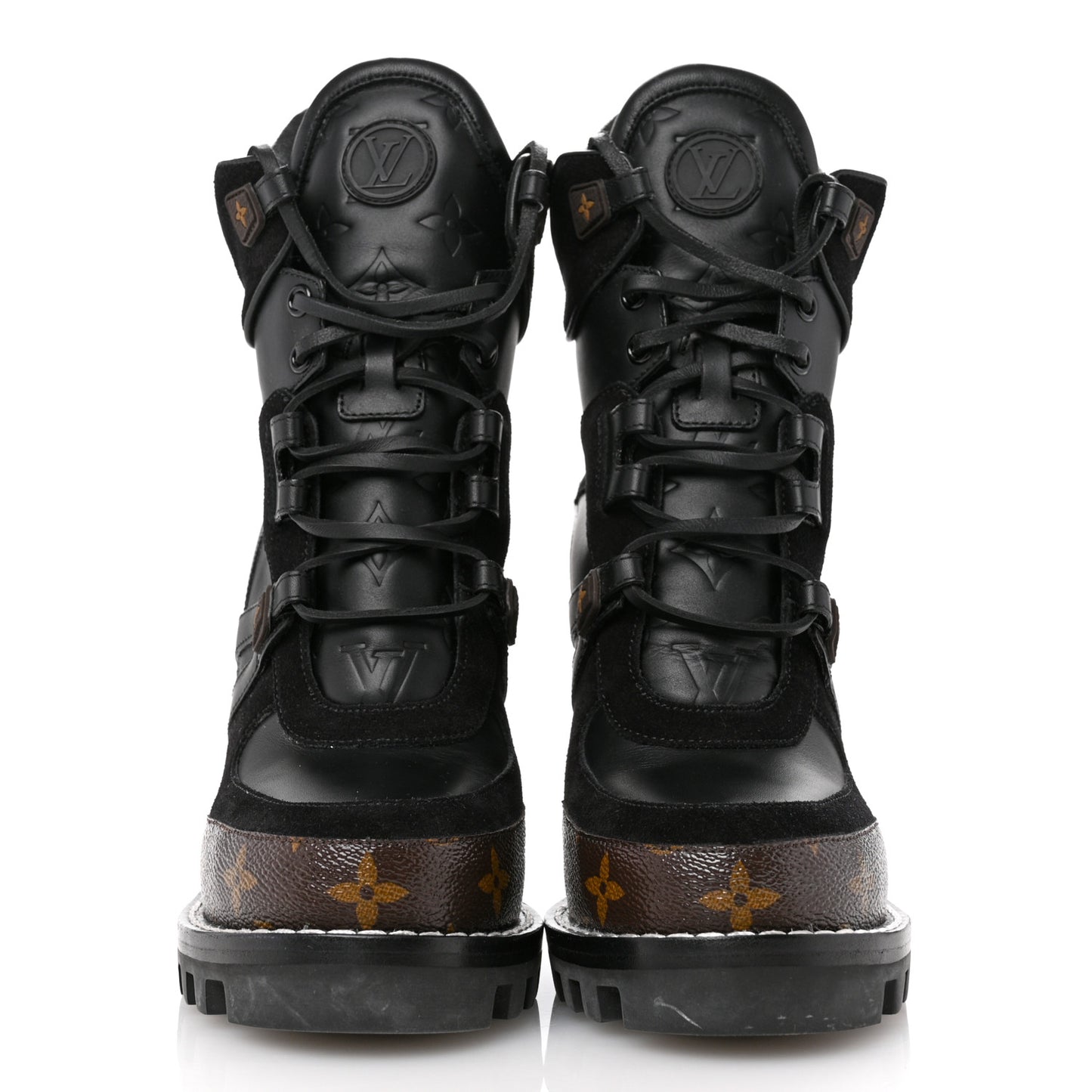 Suede Calfskin Monogram Star Trail Ankle Boots 38 Black