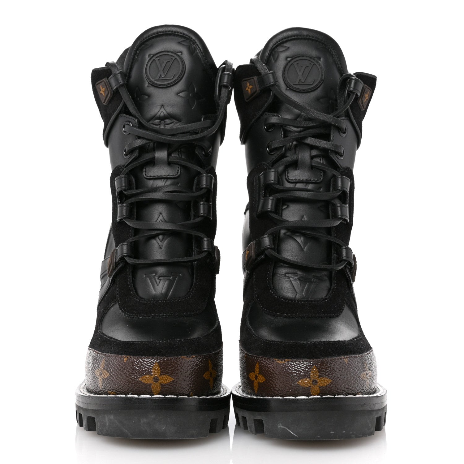 Louis Vuitton Suede Calfskin Monogram Star Trail Ankle Boots 38 Black 3 of 11