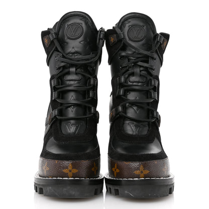 Louis Vuitton Suede Calfskin Monogram Star Trail Ankle Boots 38 Black 3 of 11