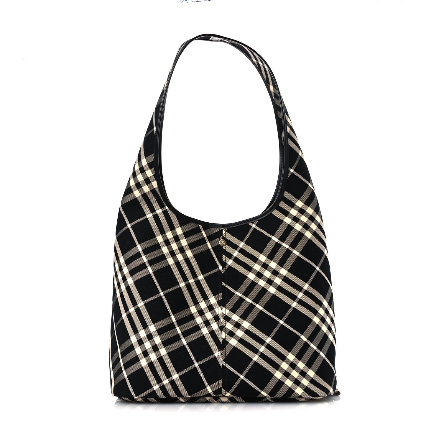Canvas Check Large Shoulder Bag Black Calico