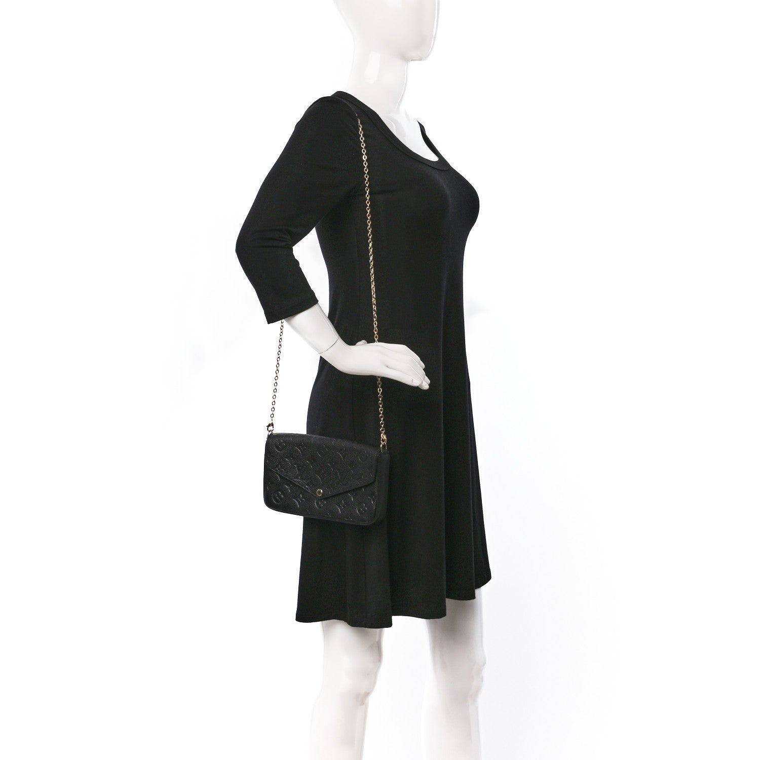 Louis Vuitton Empreinte Pochette Felicie Chain Wallet Black 2 of 8