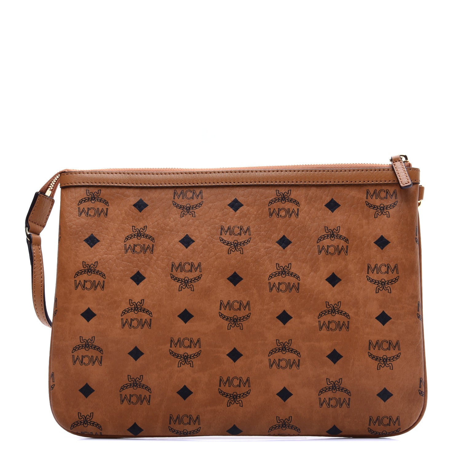 MCM Visetos Liz Shopper Tote Pouch Cognac 1 of 10