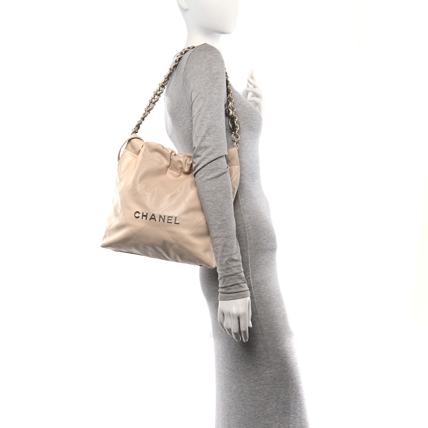 Chanel Shiny Calfskin Quilted Small Chanel 22 Beige 2 of 11