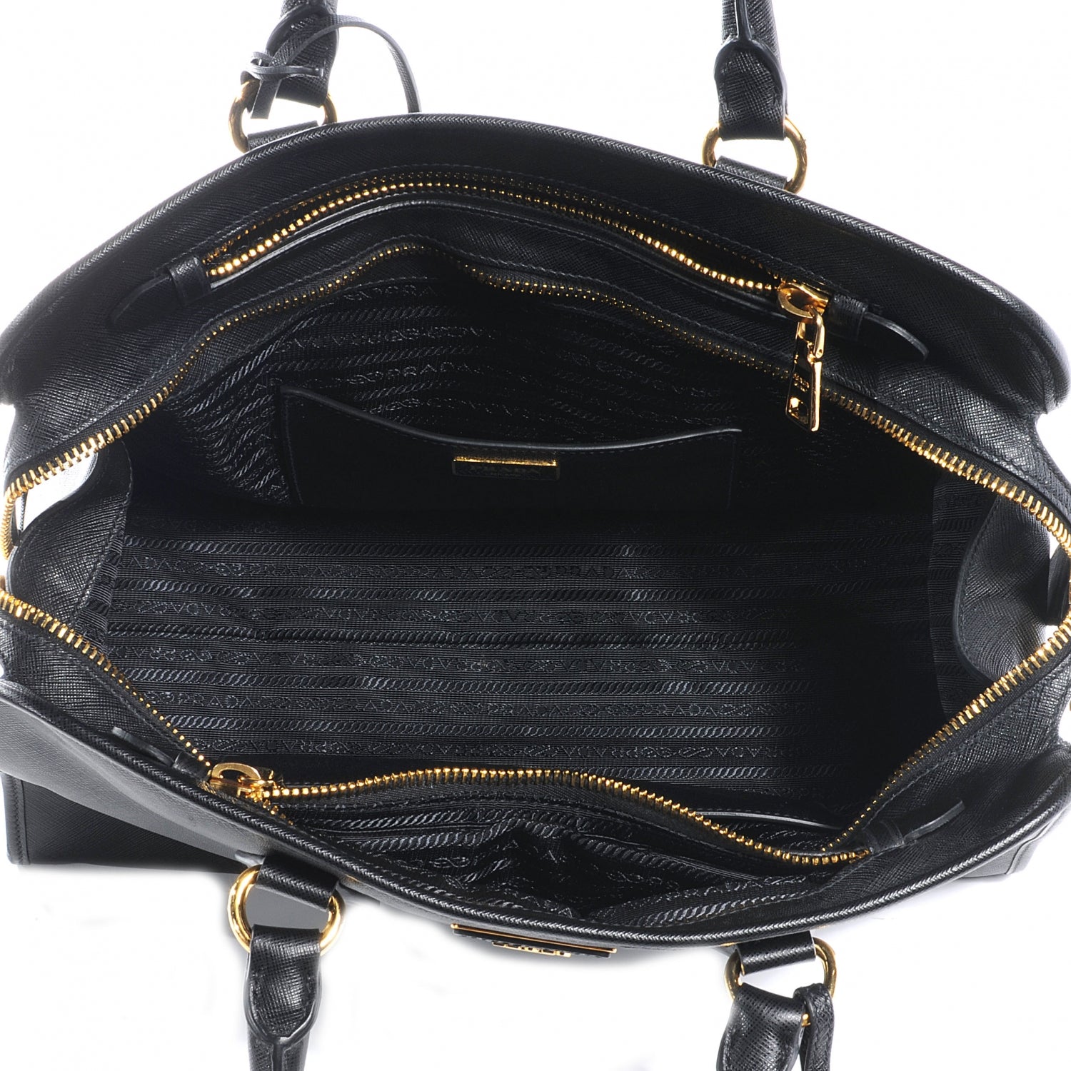 Prada Saffiano Cuir Top Handle Dome Tote Black 6 of 9