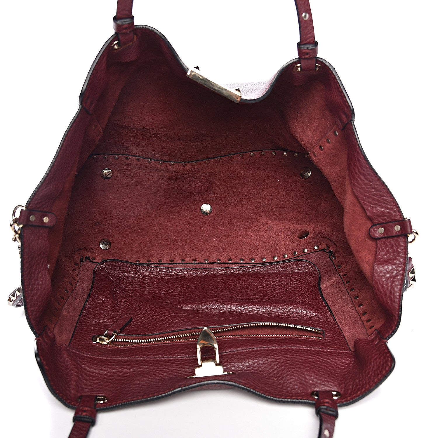 Valentino Garavani Pebbled Calfskin Medium Rockstud Tote Cremisi 6 of 14
