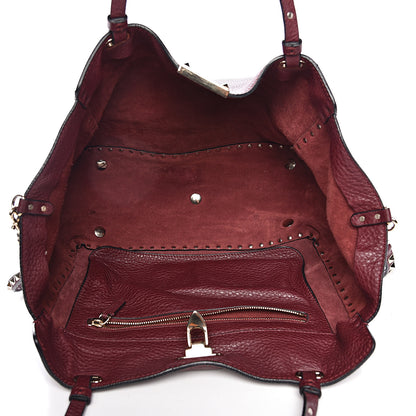 Valentino Garavani Pebbled Calfskin Medium Rockstud Tote Cremisi 6 of 14