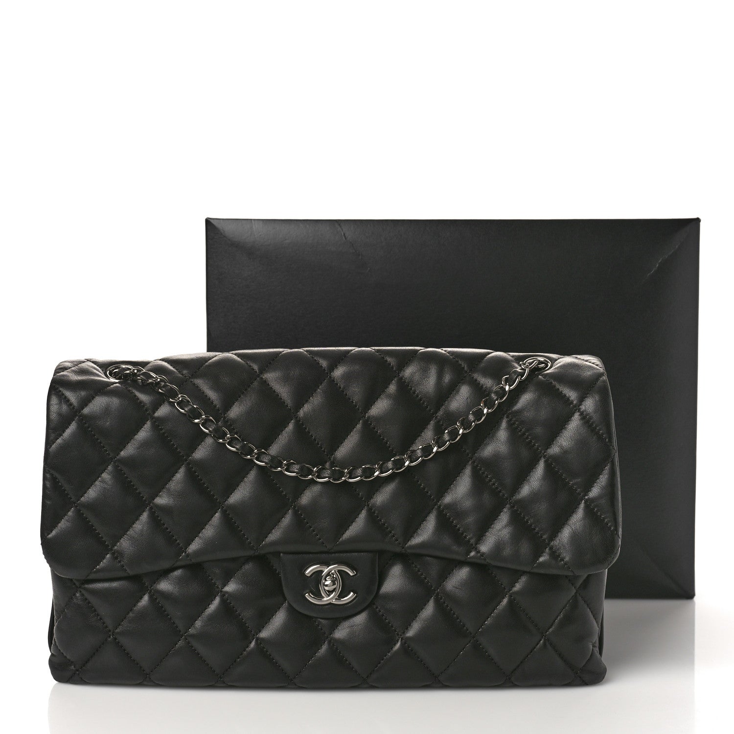 Chanel Lambskin Quilted Maxi 3 Flap Black 12 of 12