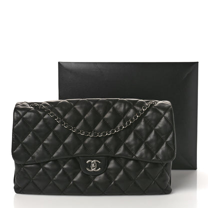 Chanel Lambskin Quilted Maxi 3 Flap Black 12 of 12