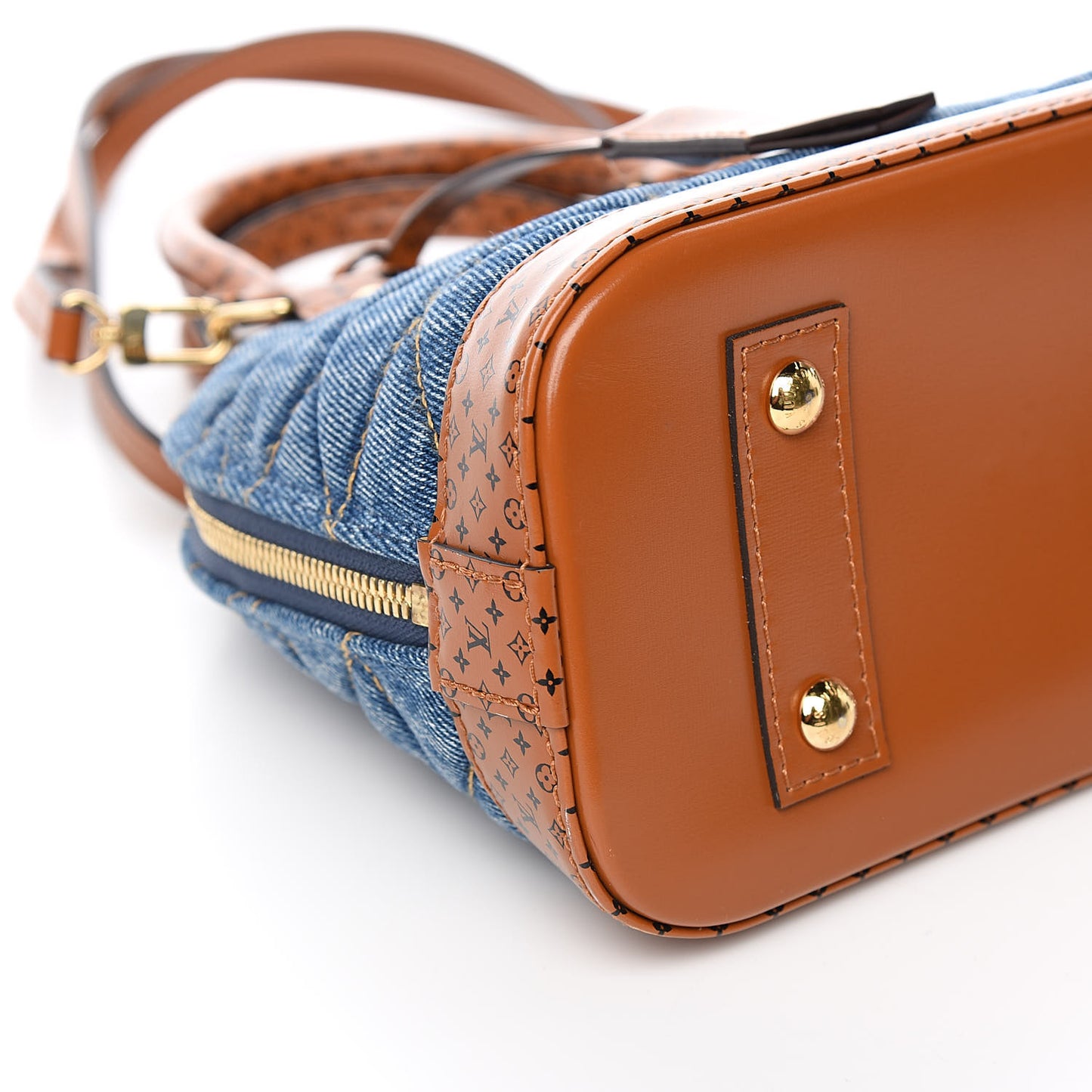 Denim Calfskin Reverse Monogram Malletage Alma BB Blue