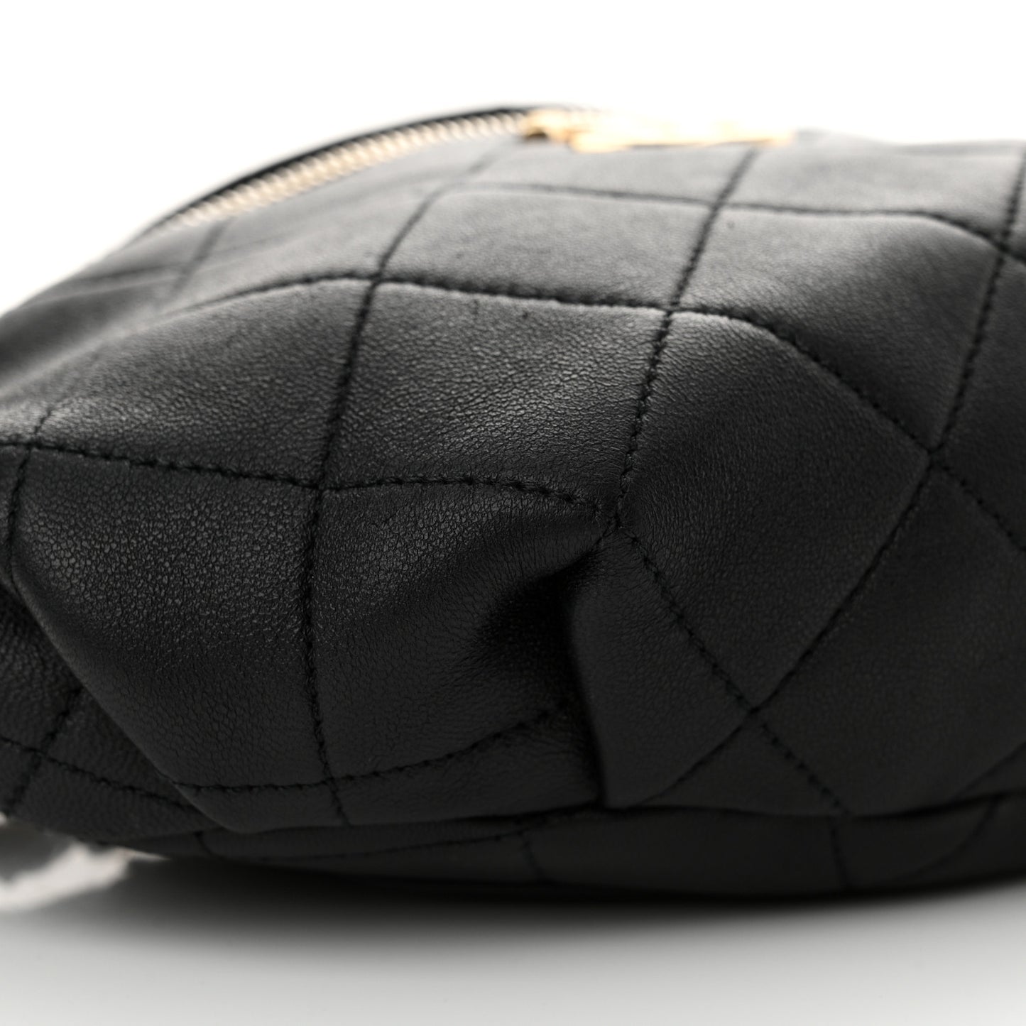 Lambskin Quilted Resin Bi-Color Waist Bag Fanny Pack Black