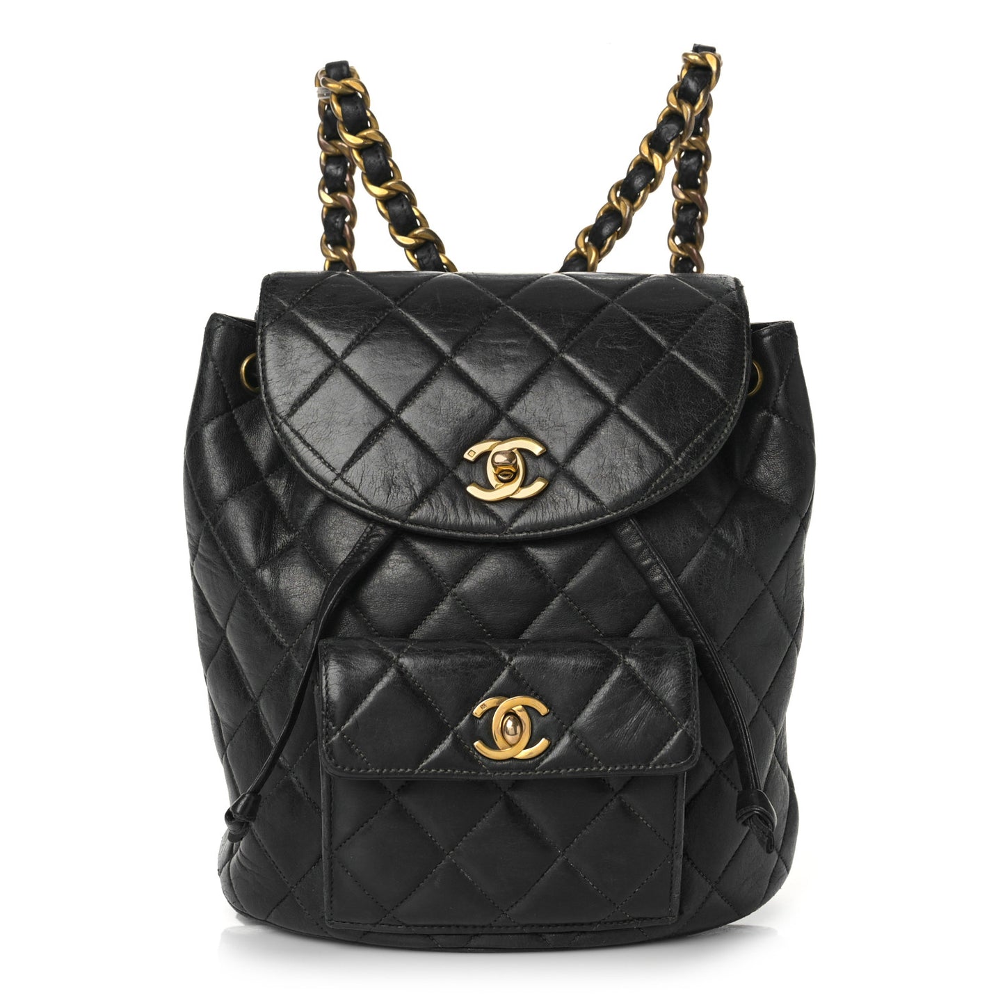 Lambskin Quilted Backpack Black