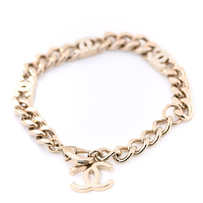 Chanel Enamel Metal CC Chain Bracelet Gold White 3 of 5