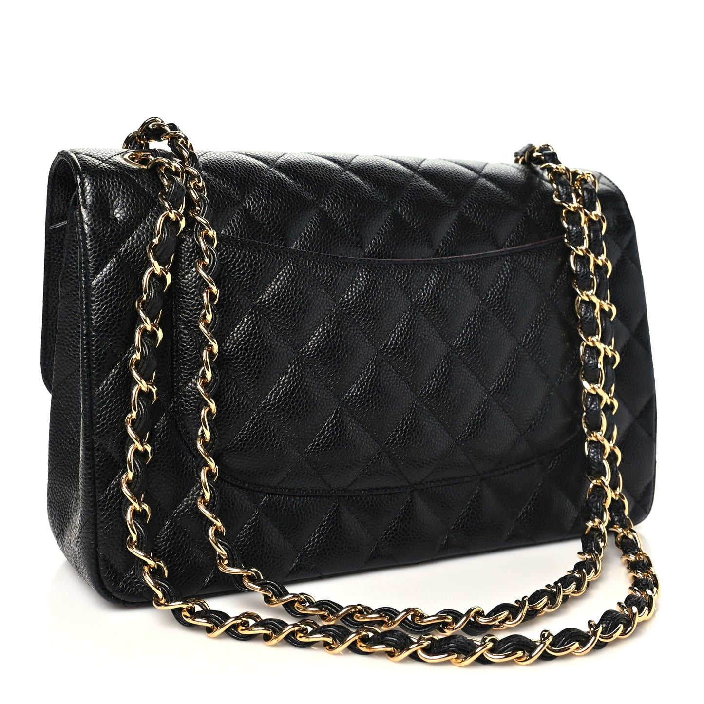 Caviar Quilted Jumbo Double Flap Black