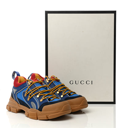 Gucci X SEGA Nylon Suede Calfskin Mens Flashtrek Sneakers 7 Bright Splash Poppy Marine Blue 8 of 8