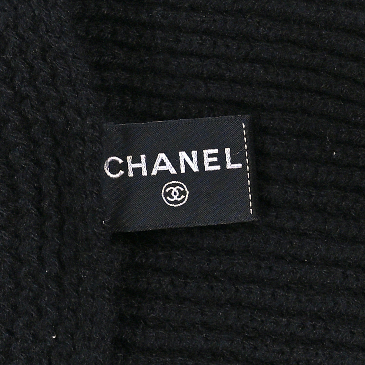 Chanel Cashmere Sequin Logo Scarf Black 3 of 3