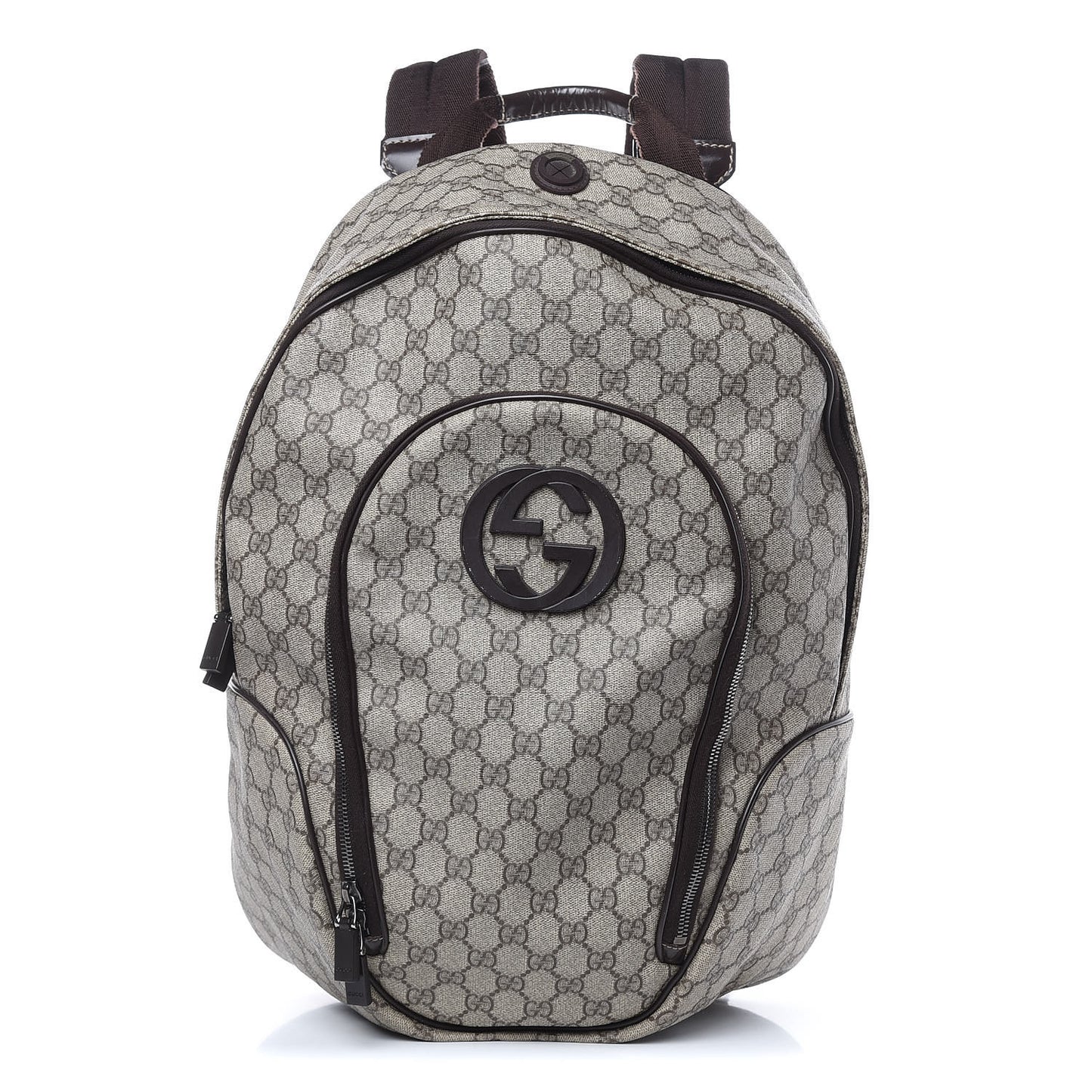 GG Plus Monogram Interlocking G Medium Backpack Dark Brown