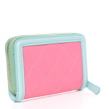 Chanel Caviar Quilted Filigree Coin Purse Pink Green Blue 3 of 8