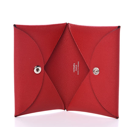 Hermes Madame Calfskin Calvi Card Case Rouge Piment 5 of 8