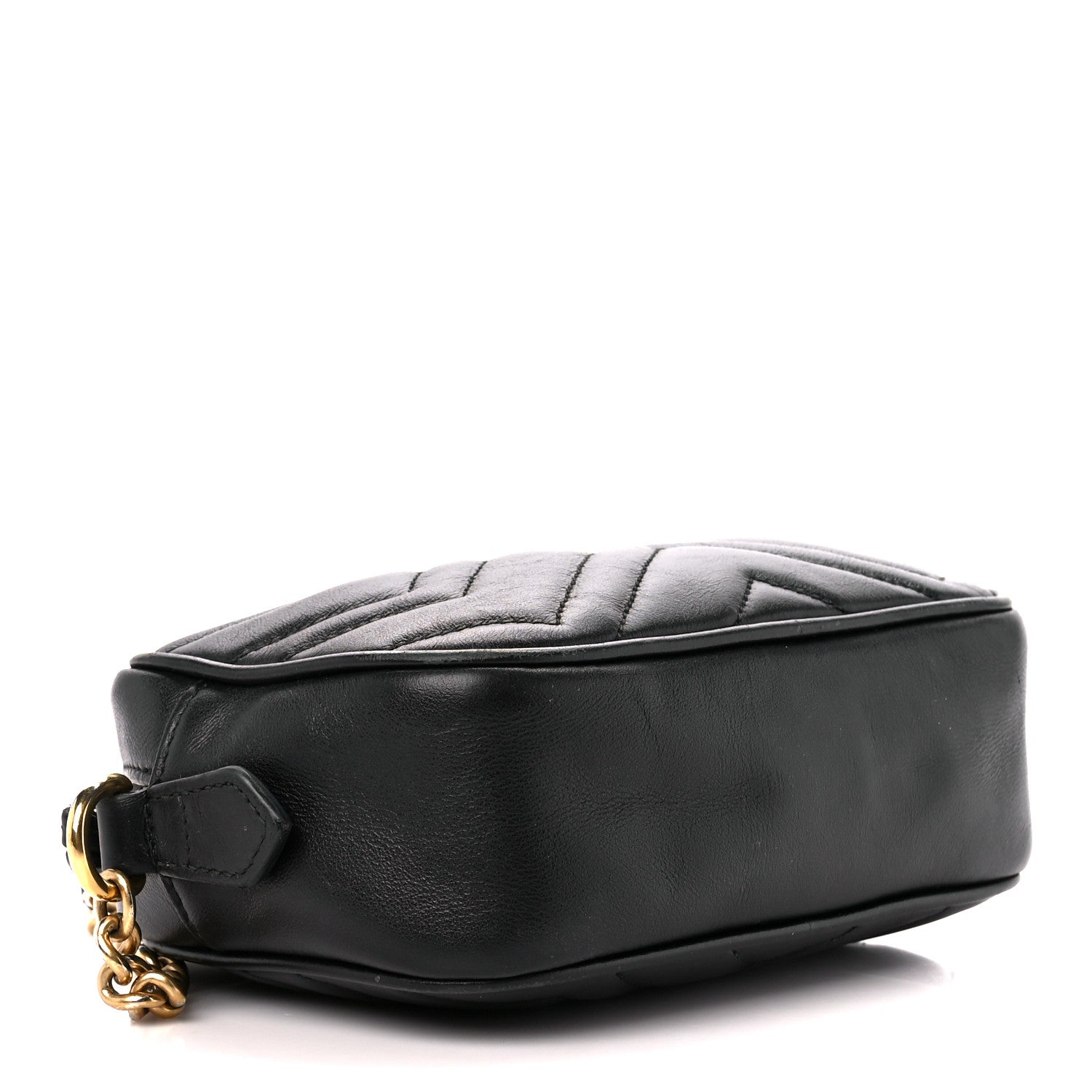 Gucci Calfskin Matelasse Mini GG Marmont Chain Shoulder Bag Black 4 of 12