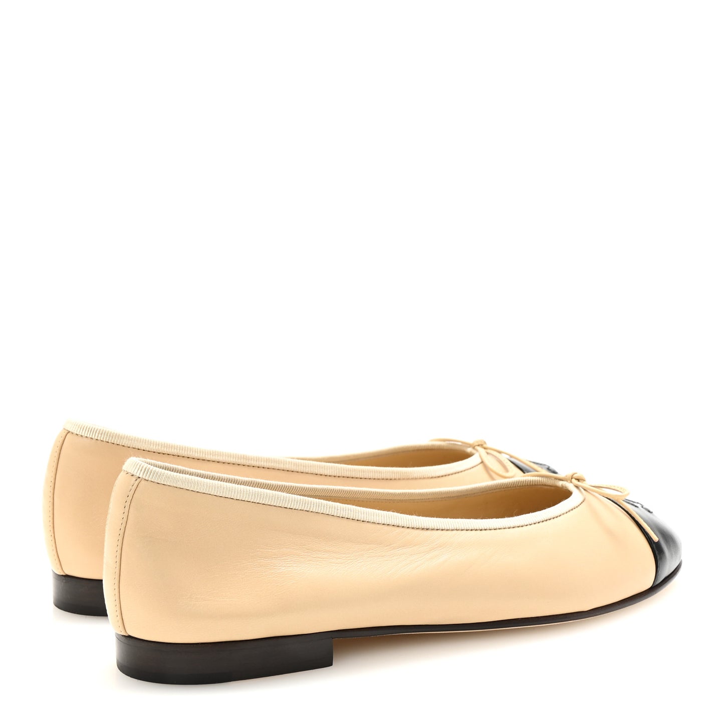 Lambskin Cap Toe CC Ballerina Flats 39.5 Beige Black