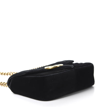 Gucci Velvet Matelasse Mini GG Marmont Shoulder Bag Black 4 of 10