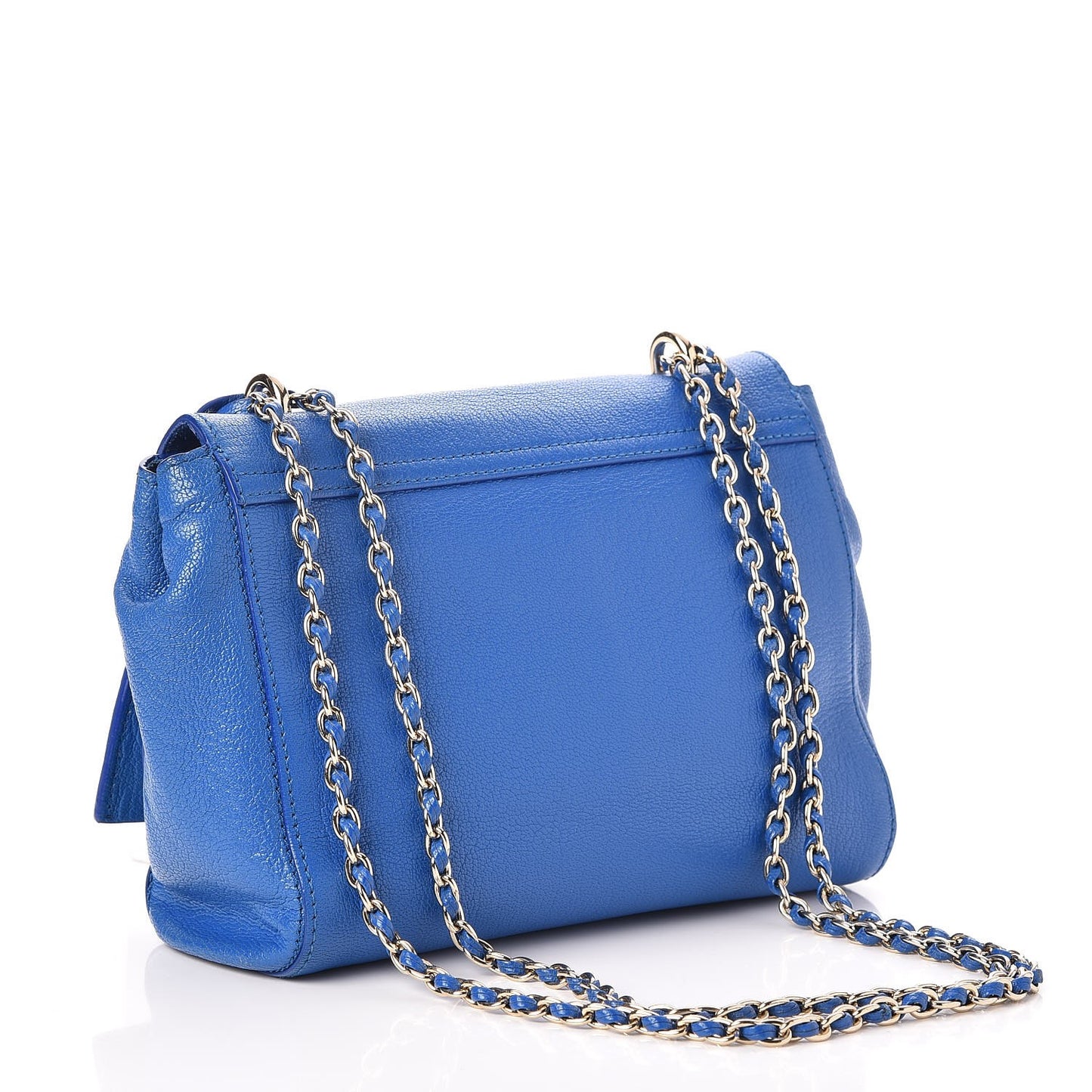 Glossy Goatskin Small Lily Flap Bluebell Blue