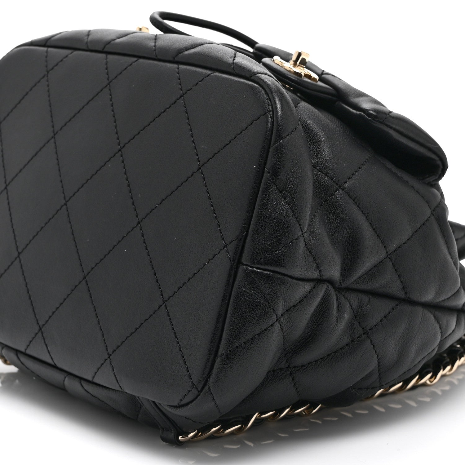 Chanel Lambskin Quilted Double Pocket Drawstring Backpack Black 10 of 10