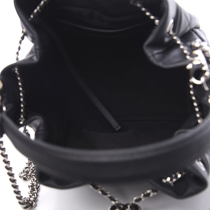 Chanel Grained Calfskin Quilted Medium CC Chain Bucket Drawstring Bag Grey 4 of 10
