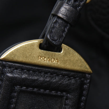 Prada Tessuto Vitello Leather Tote Black 10 of 13