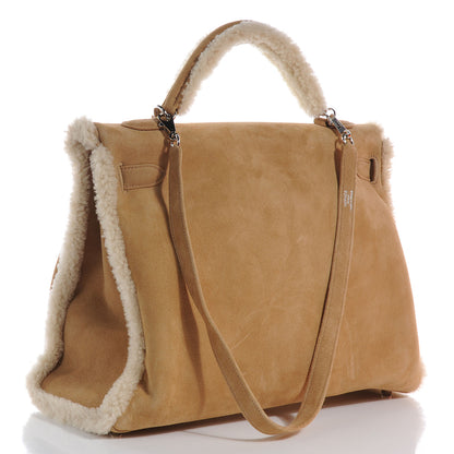 Hermes Veau Doblis Suede Mouton Shearling Teddy Plush Kelly Retourne 40 Alezan 3 of 11