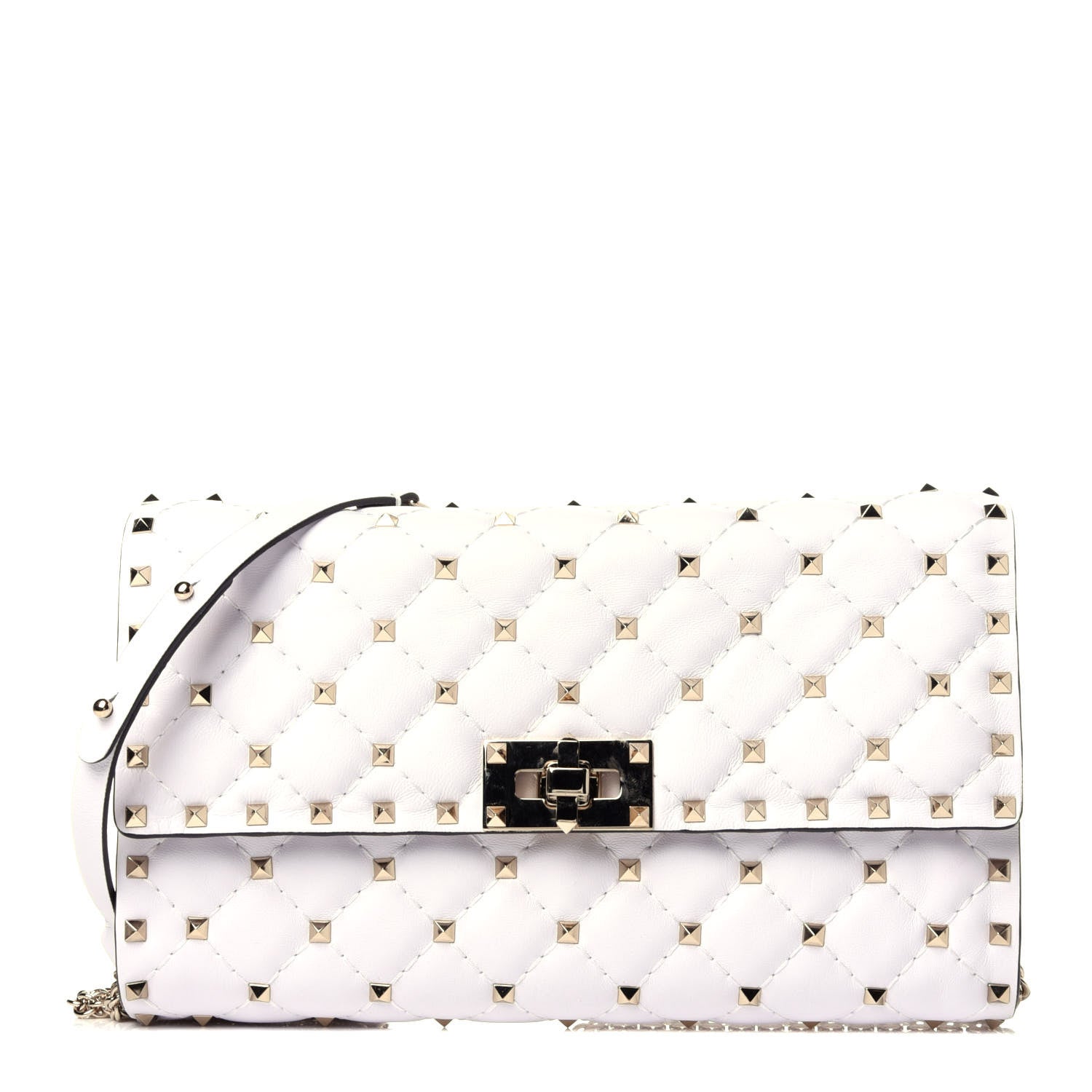 Valentino Garavani Lambskin Rockstud Spike Wallet on Chain White 1 of 11